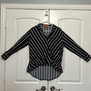 Navy / White / Red Striped Blouse